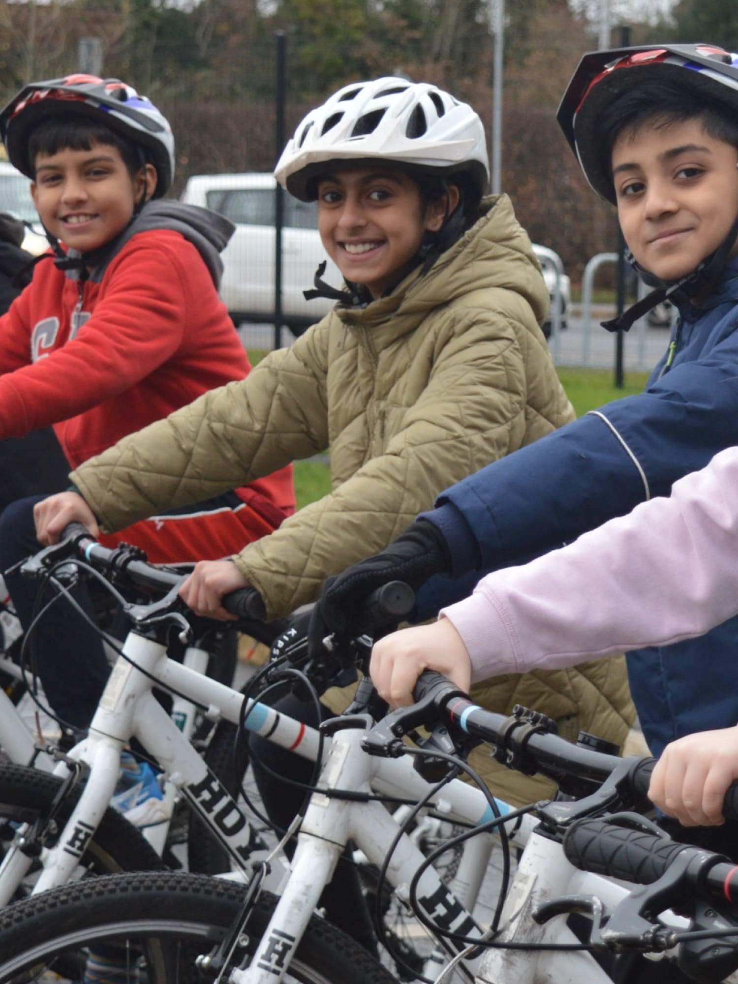 Students on bikes