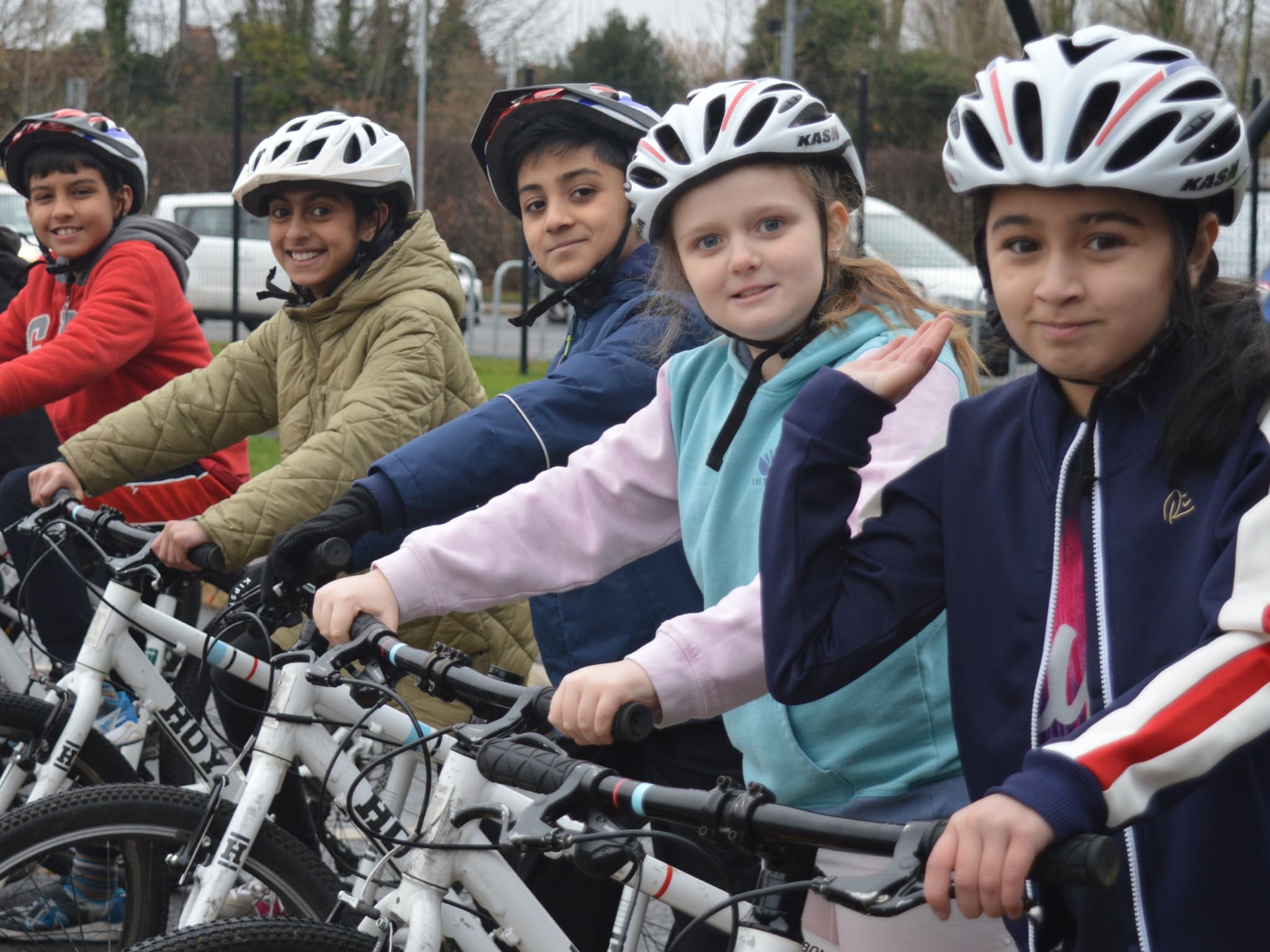 Young people on bikes