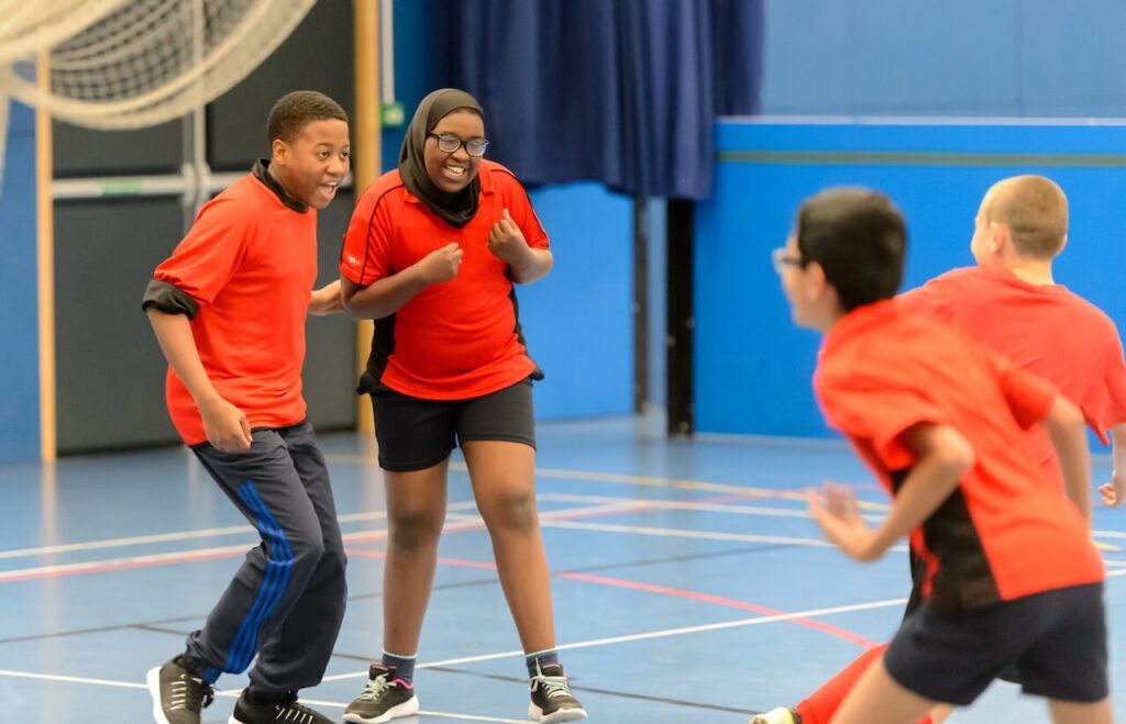 Young people playing indoor games